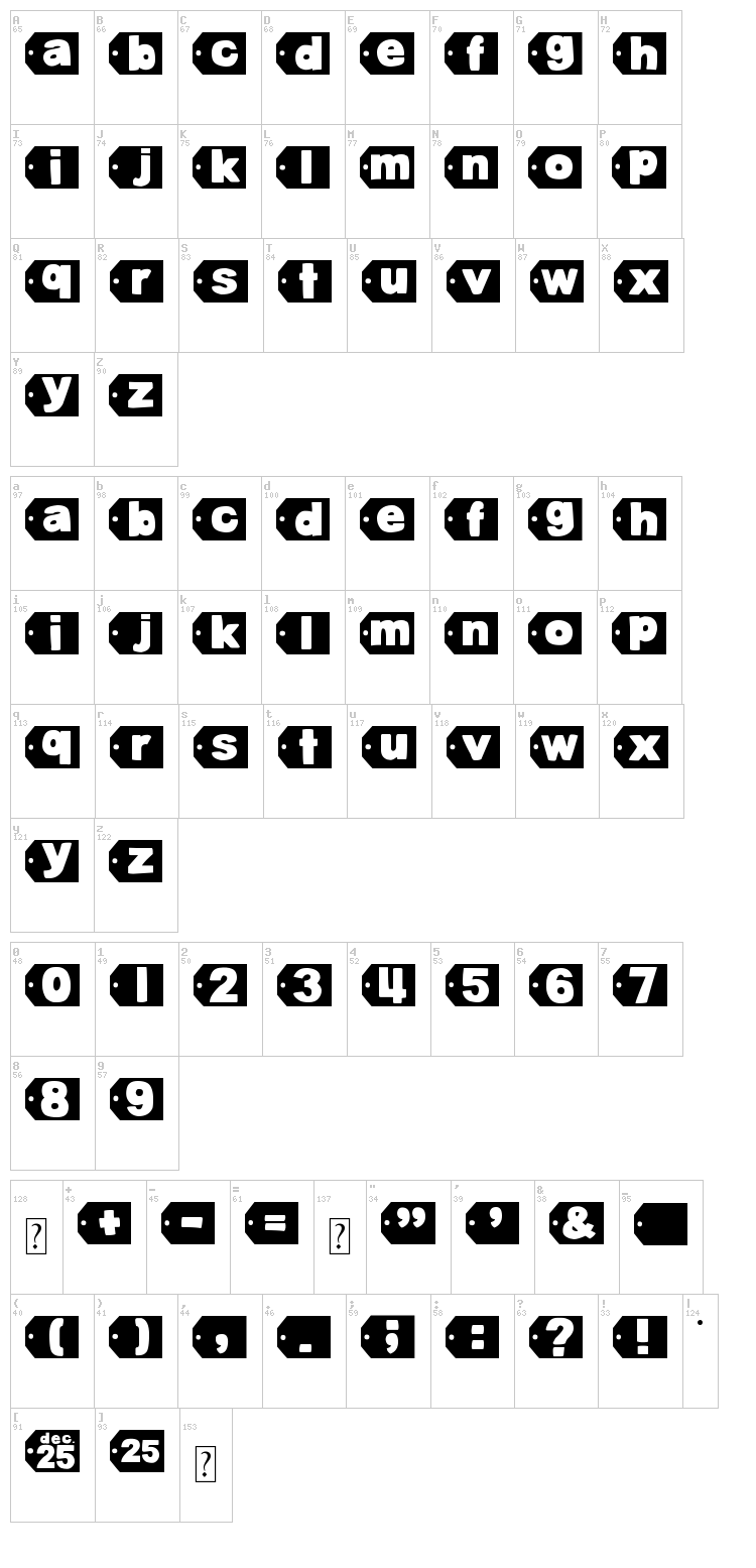 DJB Tagged Again font map
